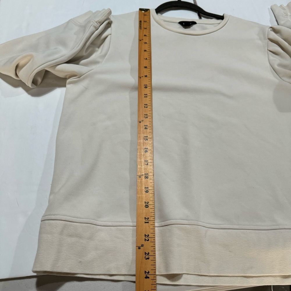 SAINT+Sofia cream organic cotton long puff sleeve sweatshirt large white women - Picture 12 of 13